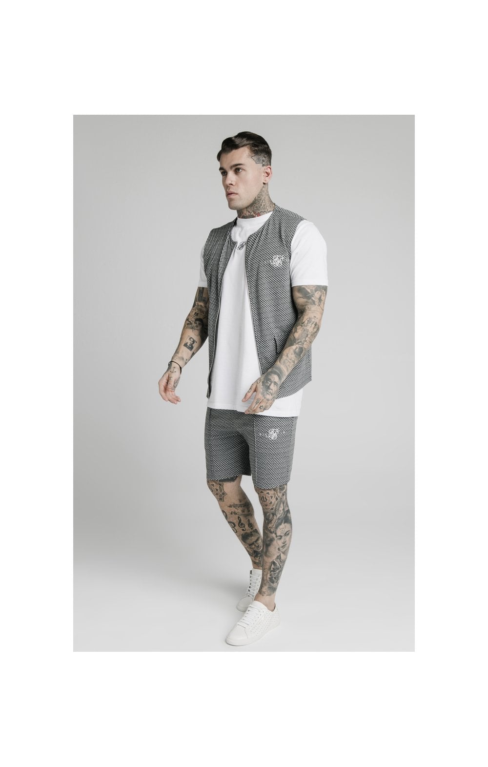 Load image into Gallery viewer, SikSilk Smart Wear Vest - Black &amp; White Dogtooth (4)