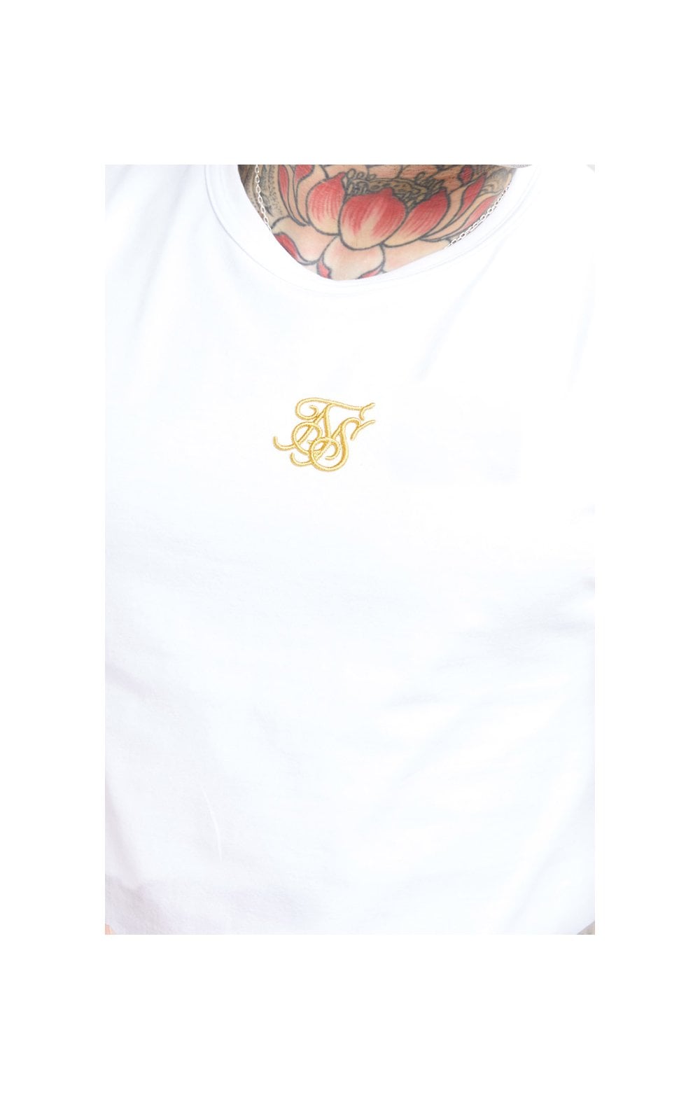 Load image into Gallery viewer, SikSilk S/S Reverse Collar Tee – White &amp; Floral Elegance