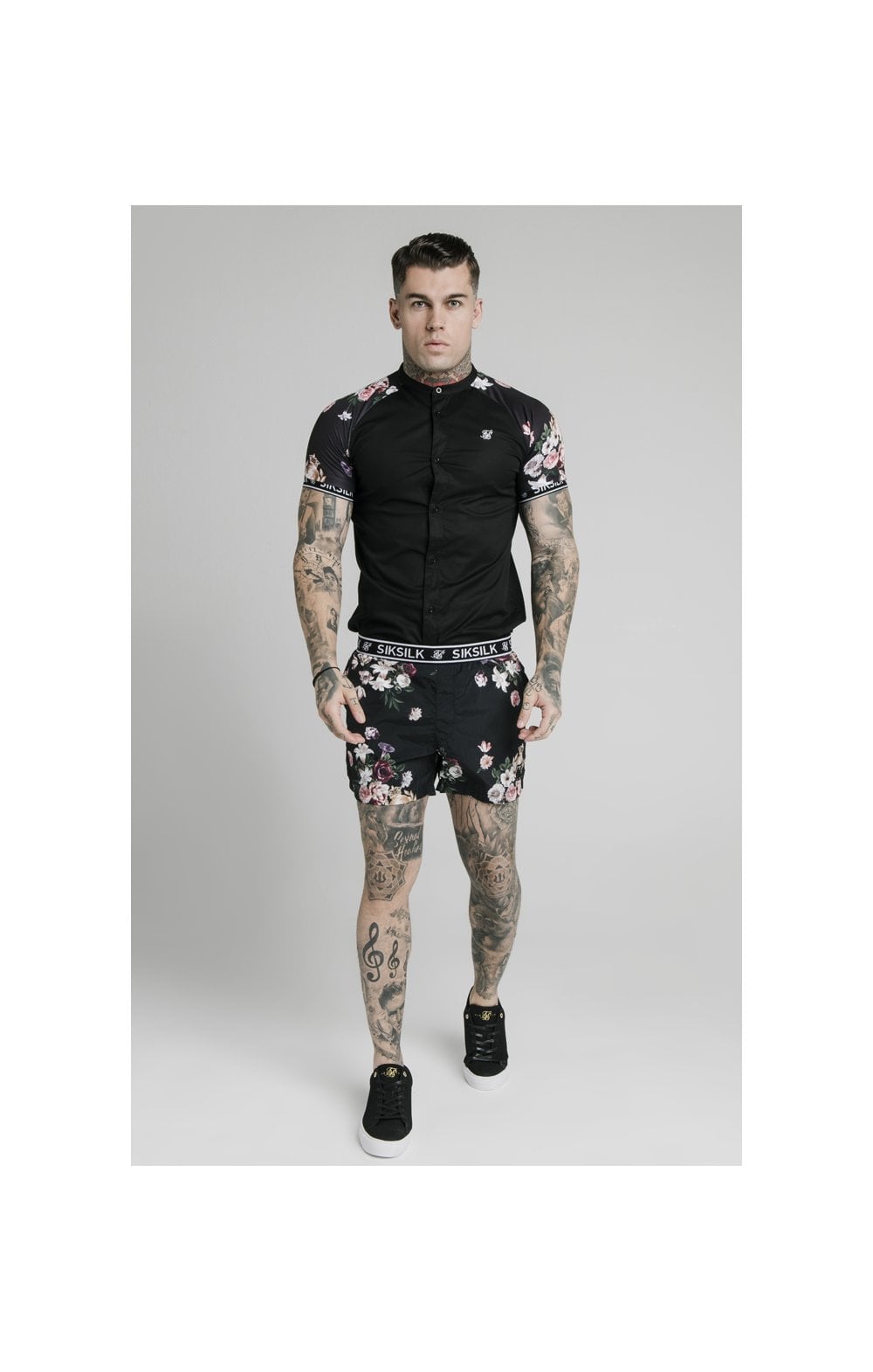 Load image into Gallery viewer, SikSilk S/S Grandad Jersey Sleeve Shirt - Black (2)