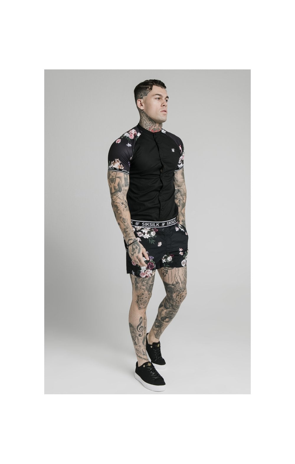 Load image into Gallery viewer, SikSilk S/S Grandad Jersey Sleeve Shirt - Black (3)