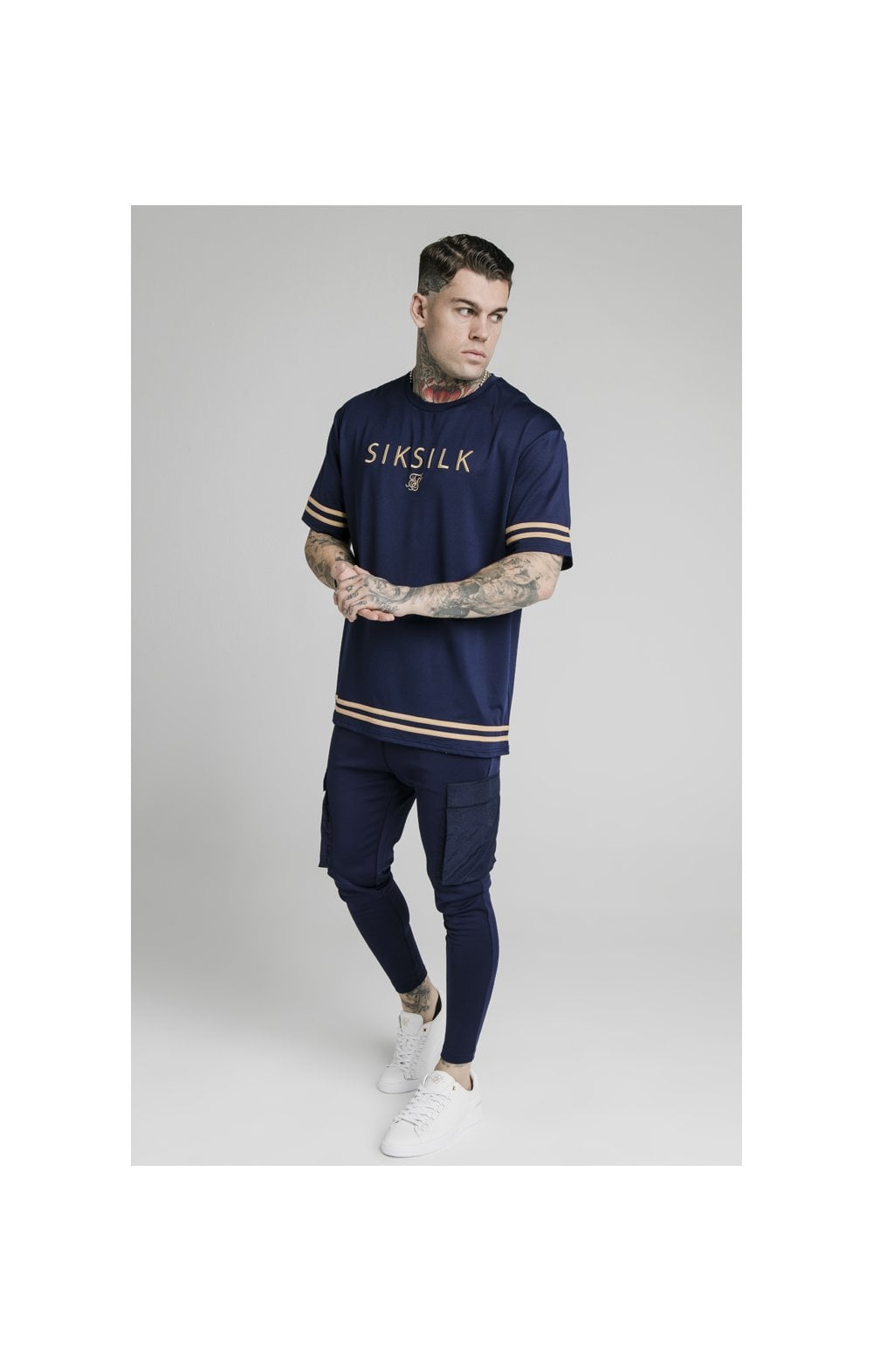 Load image into Gallery viewer, SikSilk S/S Essential Tee - Navy Eclipse (2)