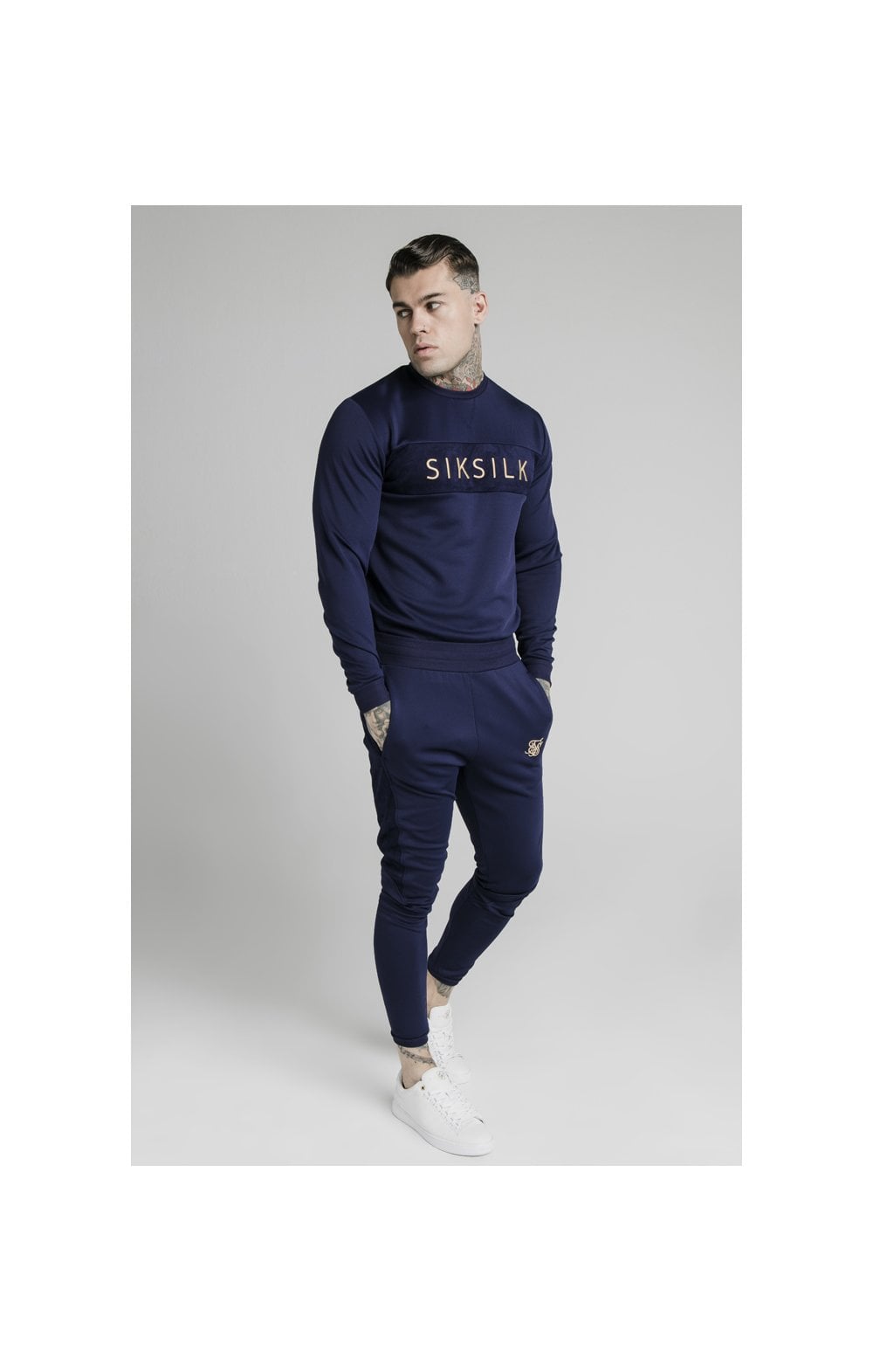 Load image into Gallery viewer, SikSilk Fitted Panel Cuff Pants - Navy Eclipse (6)