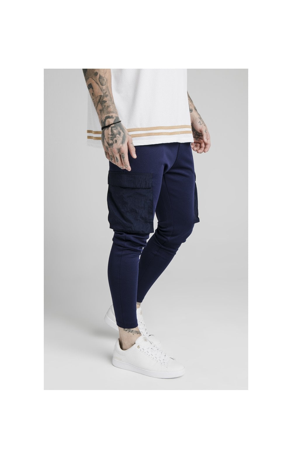 Load image into Gallery viewer, SikSilk Crushed Nylon Cargo Pants - Navy (2)