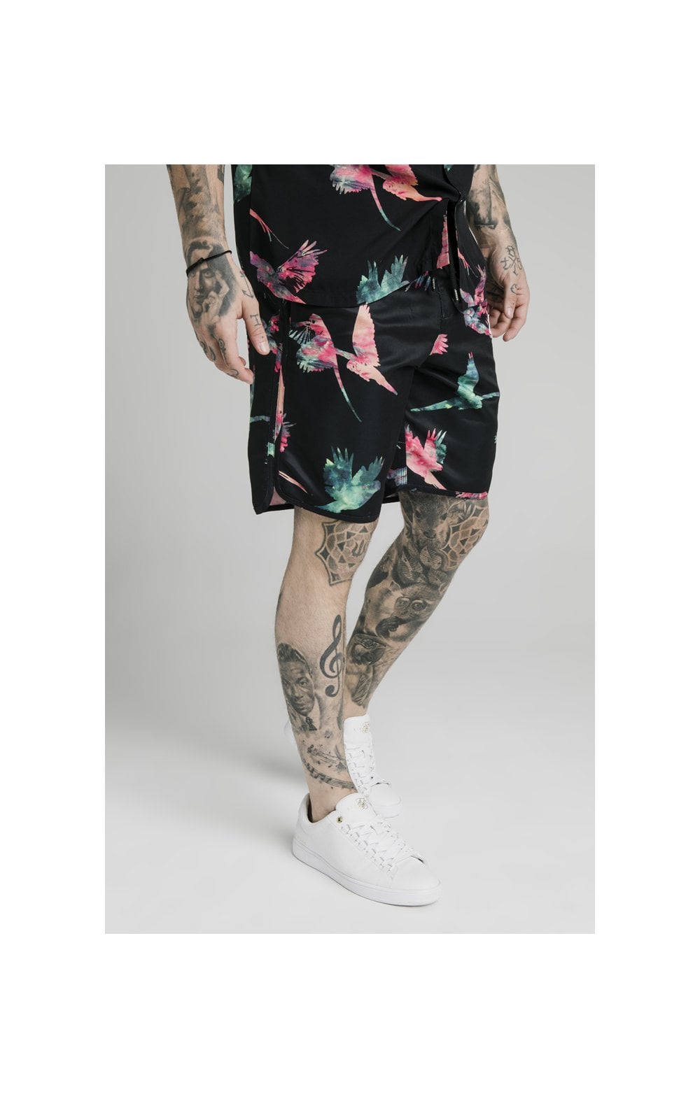 Load image into Gallery viewer, SikSilk Board Shorts - Black,Teal &amp; Pink (1)