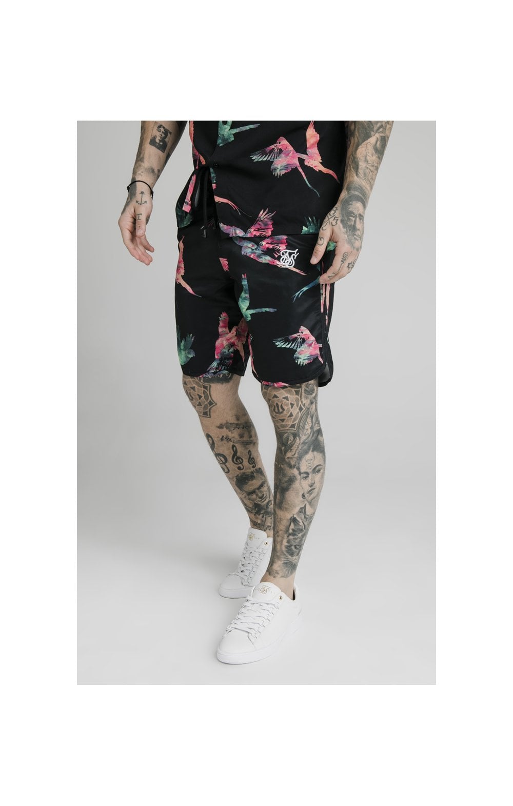 Load image into Gallery viewer, SikSilk Board Shorts - Black,Teal &amp; Pink (2)