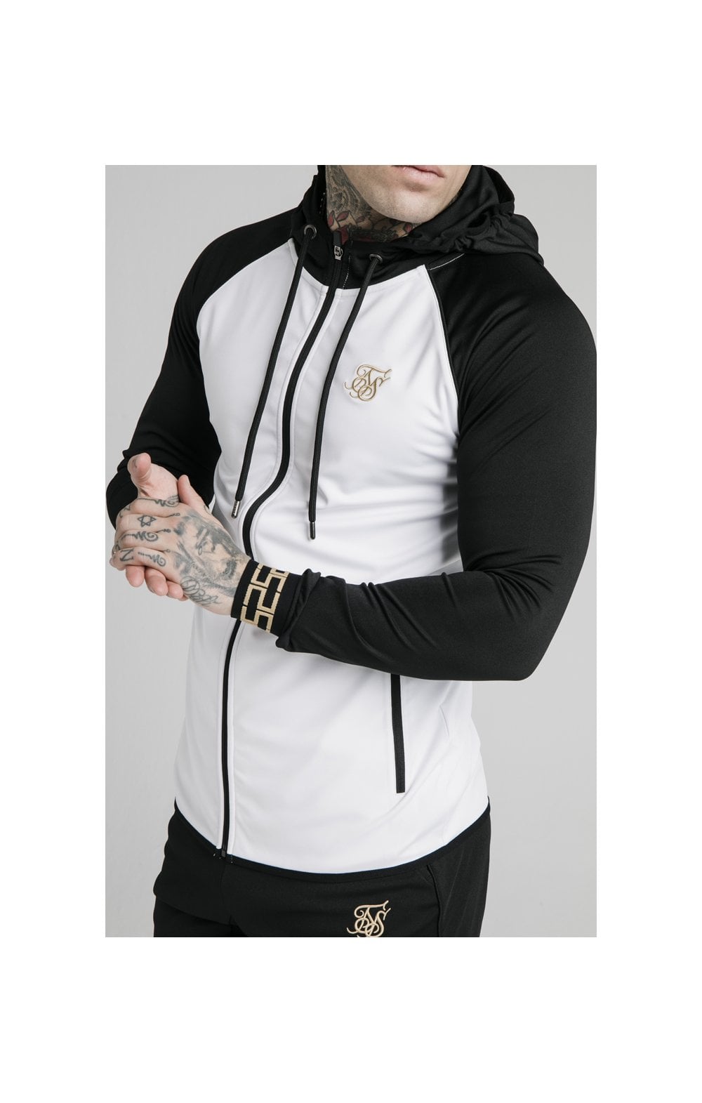Load image into Gallery viewer, SikSilk Contrast Scope Zip Through Hoodie - Black &amp; White (1)