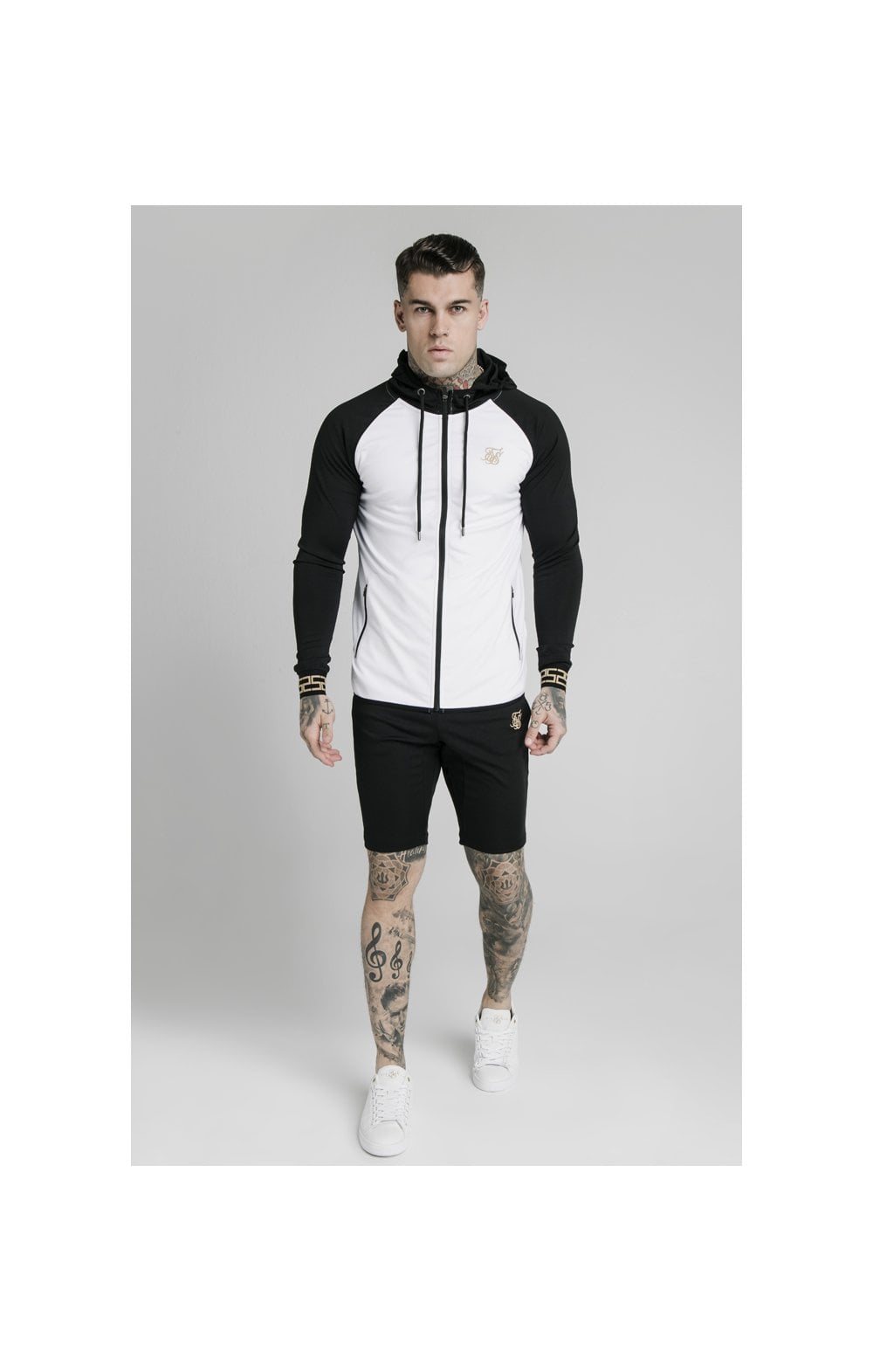 Load image into Gallery viewer, SikSilk Contrast Scope Zip Through Hoodie - Black &amp; White (4)