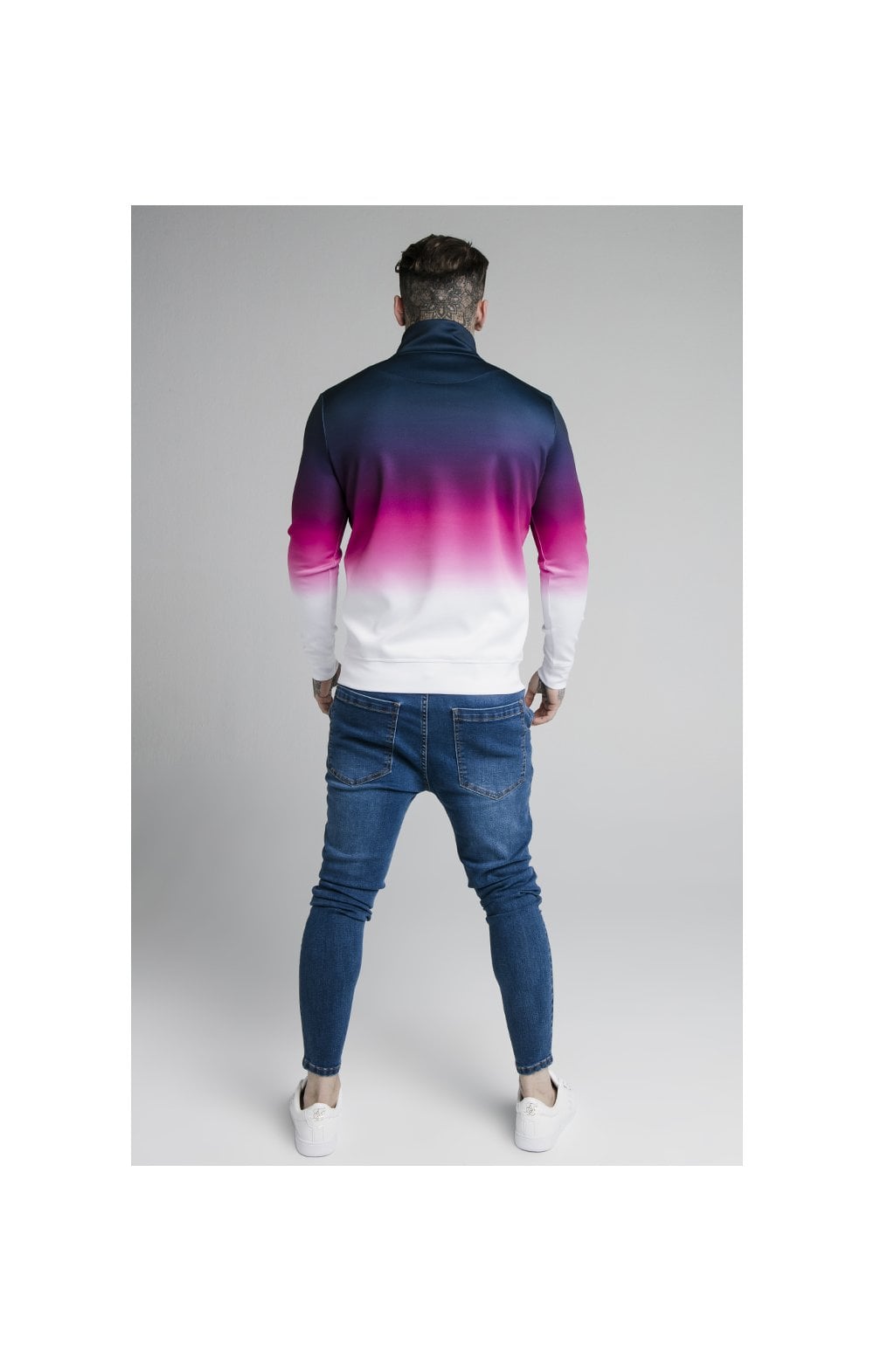 Load image into Gallery viewer, SikSilk Quarter Zip Overhead Track Top - Navy,Pink &amp; White (4)