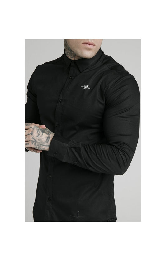 Black Long Sleeve Standard Collar Shirt