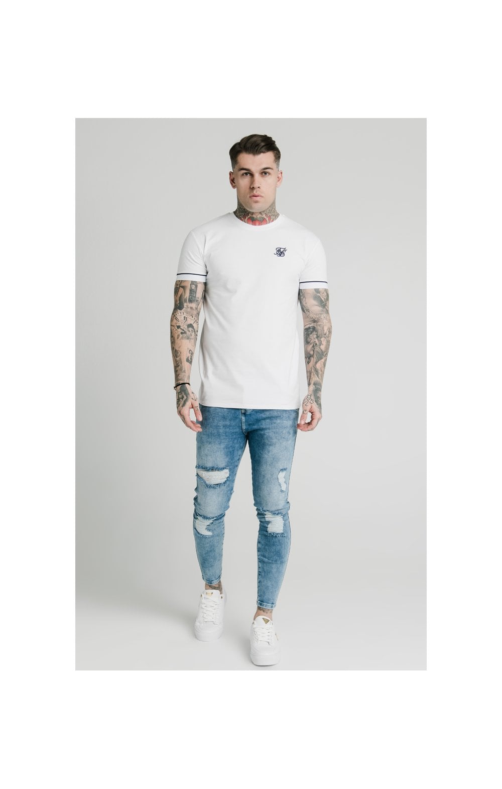 Load image into Gallery viewer, SikSilk S/S High Collar Tee - White (3)