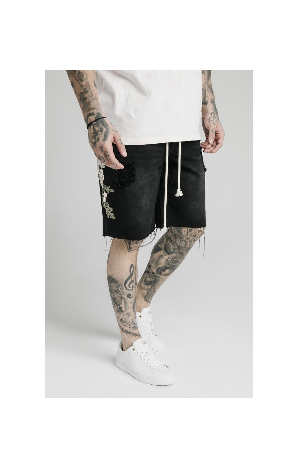 Load image into Gallery viewer, SikSilk Loose Fit Denim Shorts - Washed Black (1)