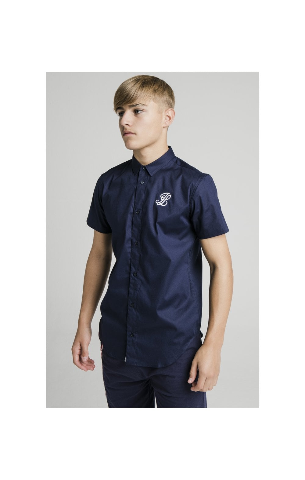 Load image into Gallery viewer, Illusive London S/S Grandad Shirt - Navy