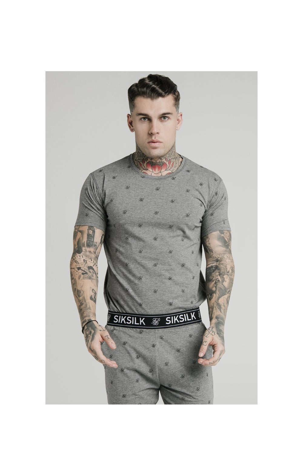 Load image into Gallery viewer, Grey Marl Logo Jersey Short (3)