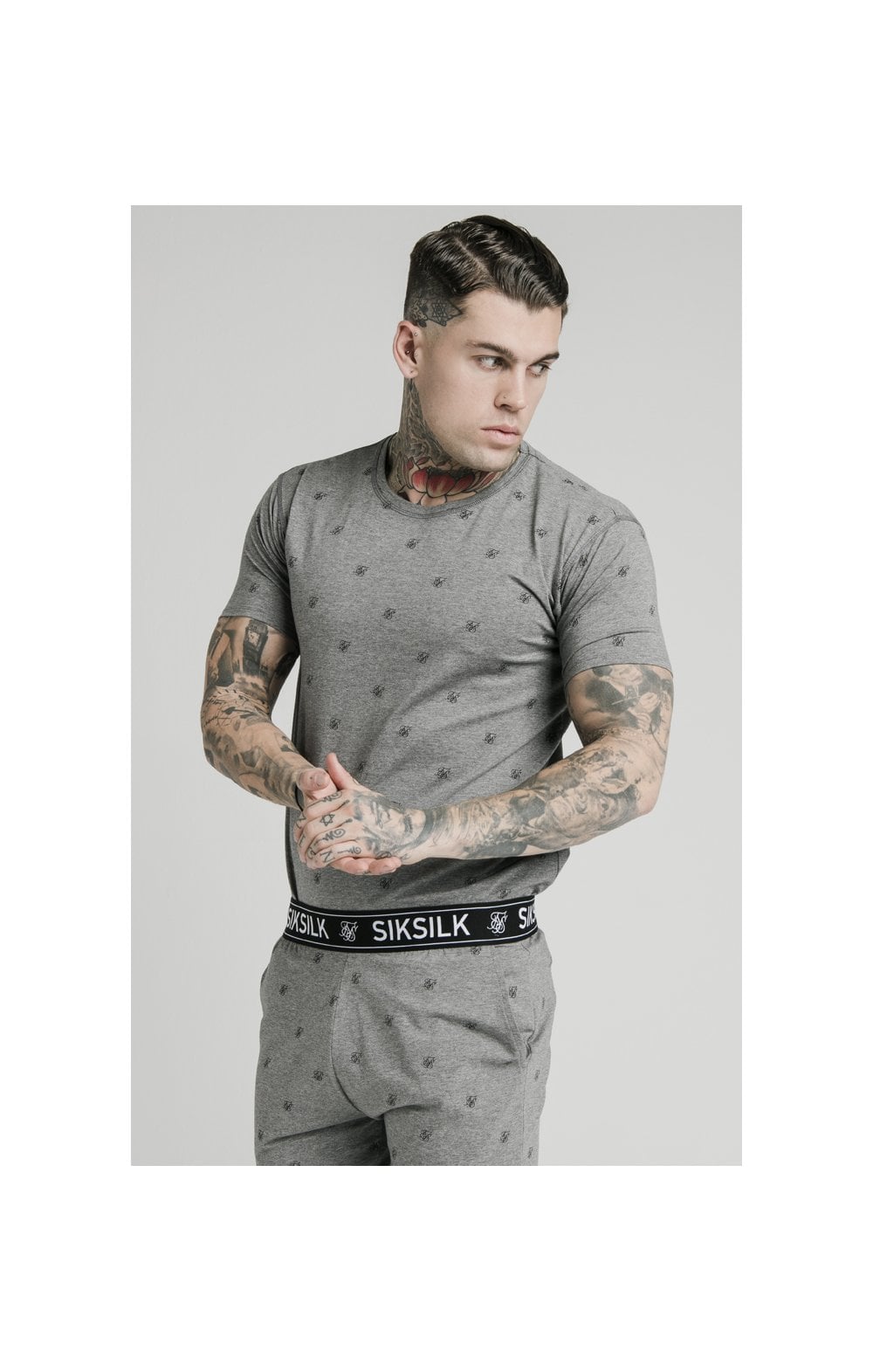 Load image into Gallery viewer, Grey Marl Logo Jersey Short (4)