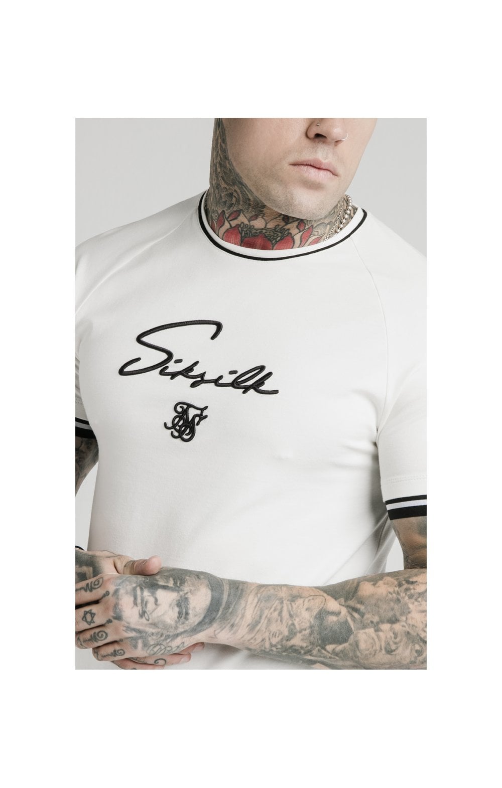Load image into Gallery viewer, SikSilk Signature Piped Tech Tee - Off White (1)