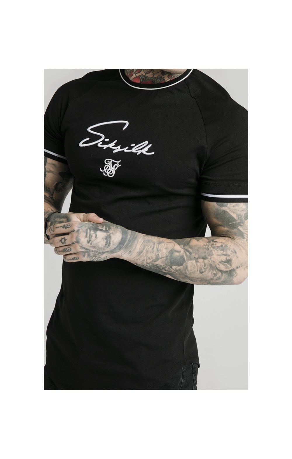 Load image into Gallery viewer, SikSilk Signature Piped Tech Tee - Black (1)
