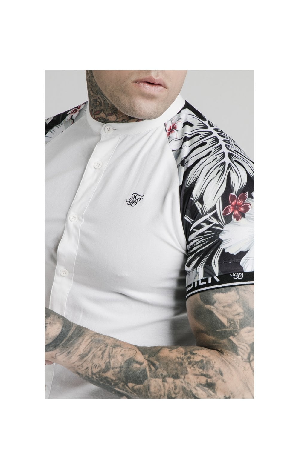 Load image into Gallery viewer, SikSilk S/S Floral Raglan Tech Shirt - White &amp; Floral
