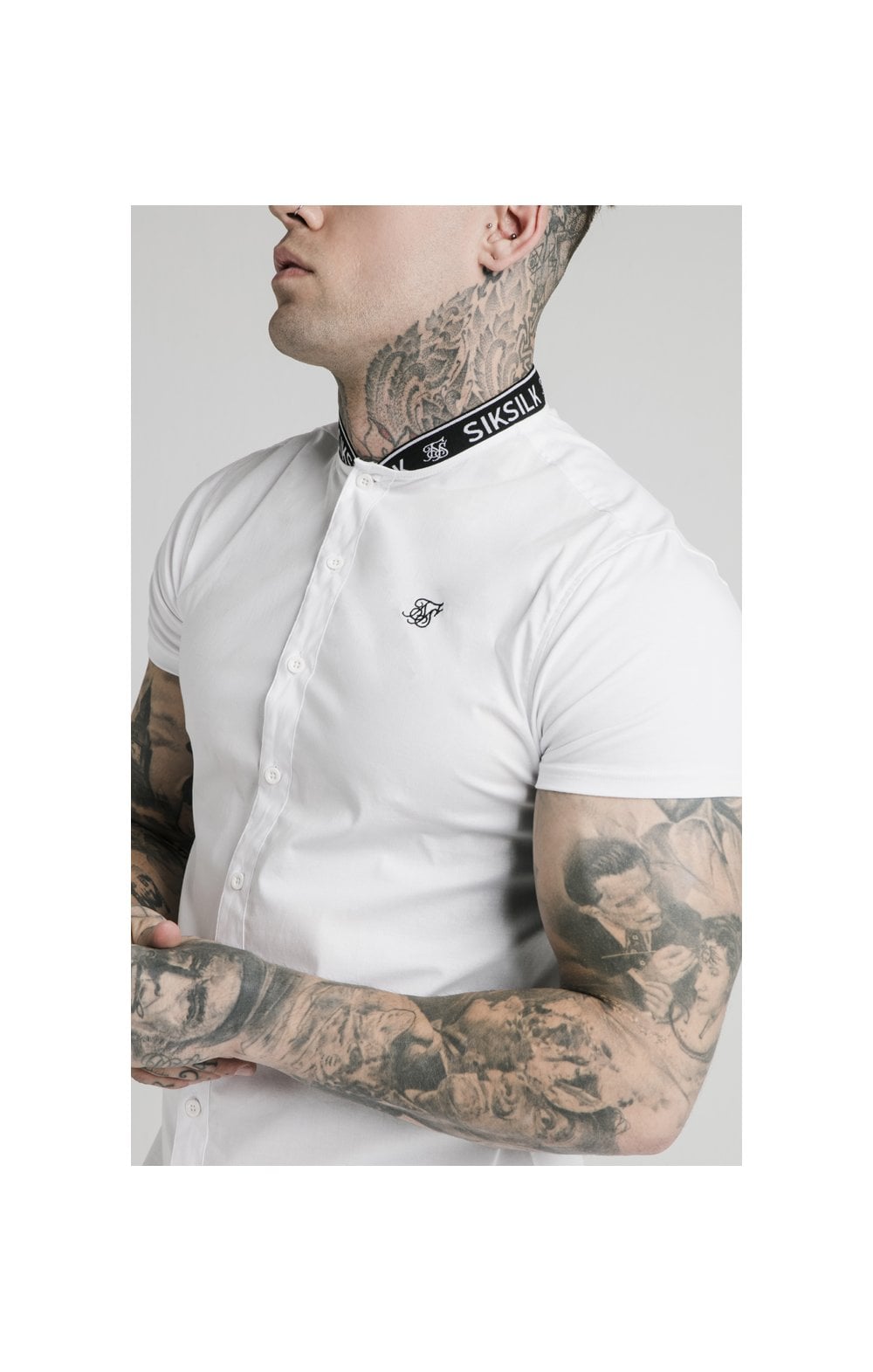 Load image into Gallery viewer, SikSilk S/S Tape Collar Shirt - White