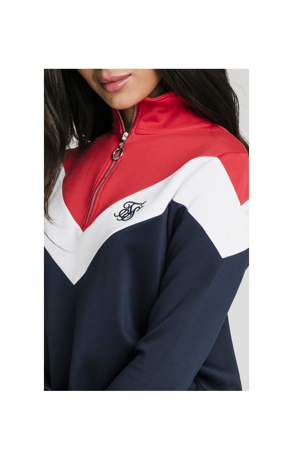 Load image into Gallery viewer, SikSilk Retro Sport Track Top - Navy,Red &amp; White (1)