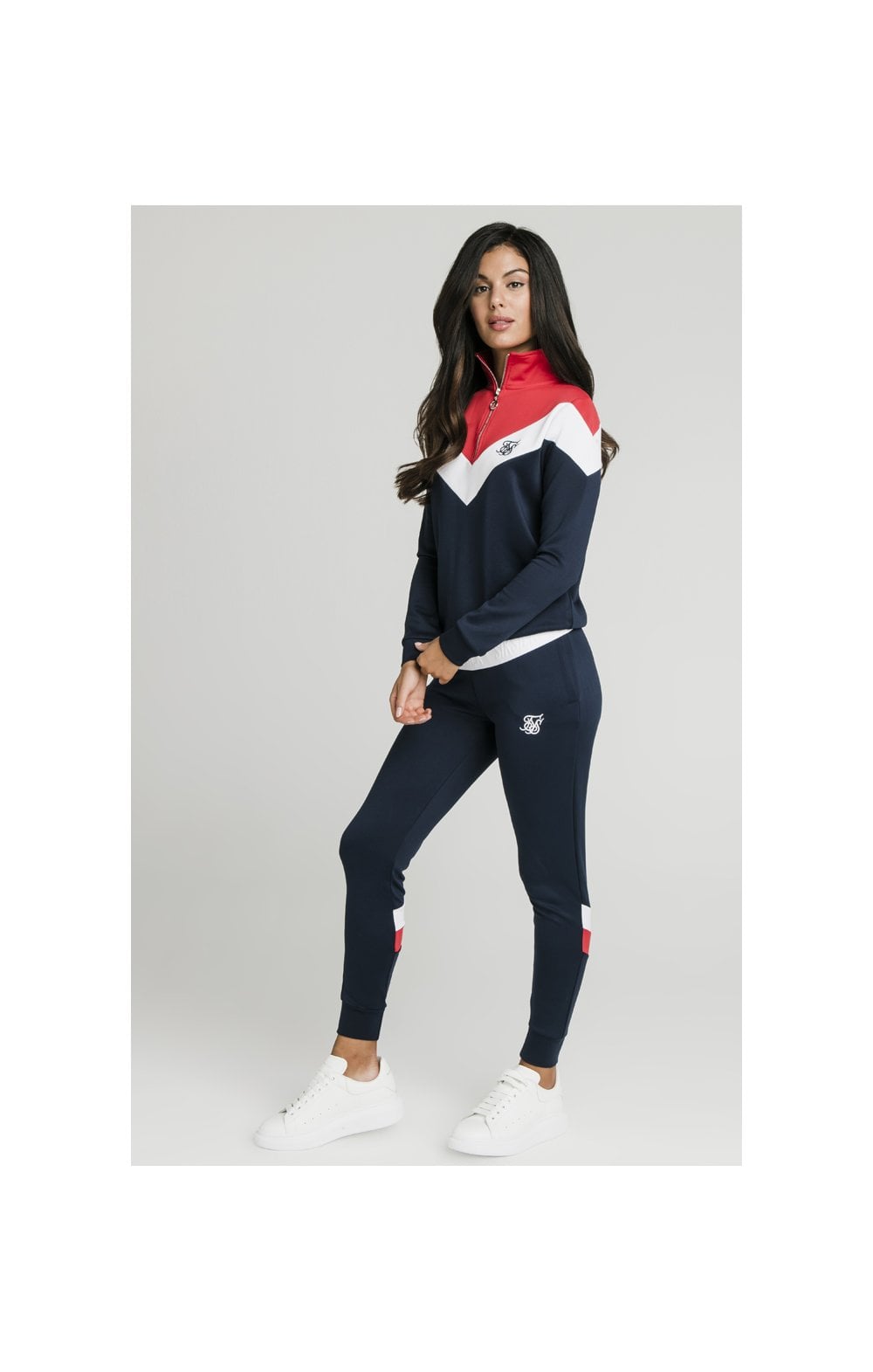 Load image into Gallery viewer, SikSilk Retro Sport Track Top - Navy,Red &amp; White (2)