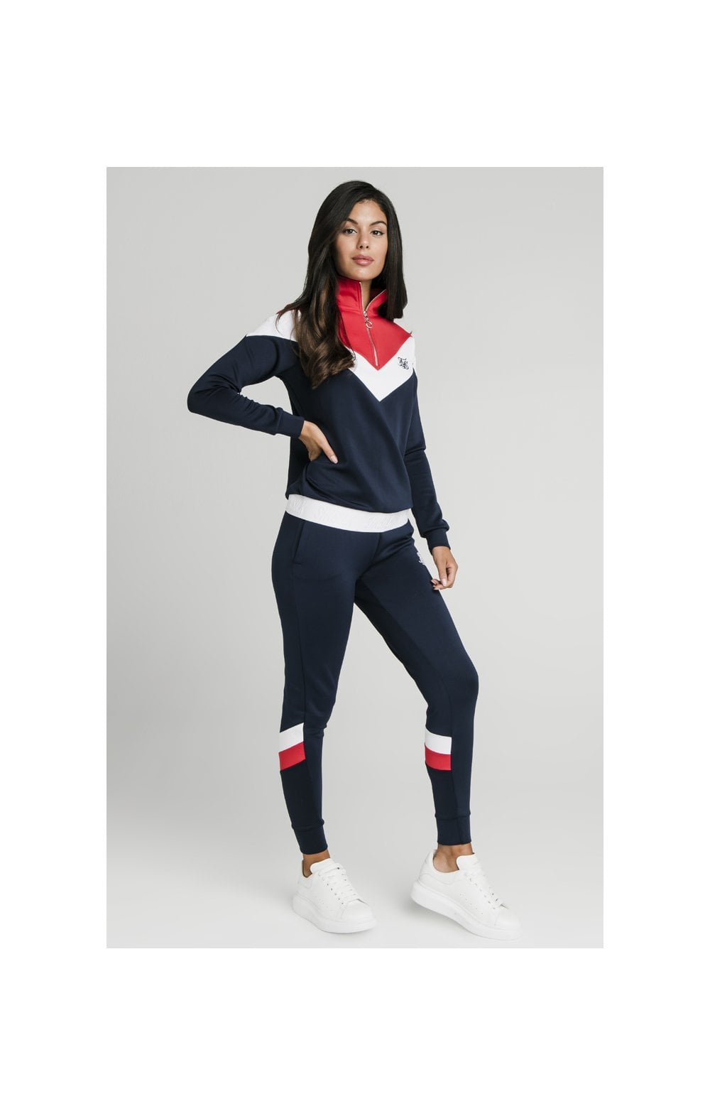 Load image into Gallery viewer, SikSilk Retro Sport Track Top - Navy,Red &amp; White (3)