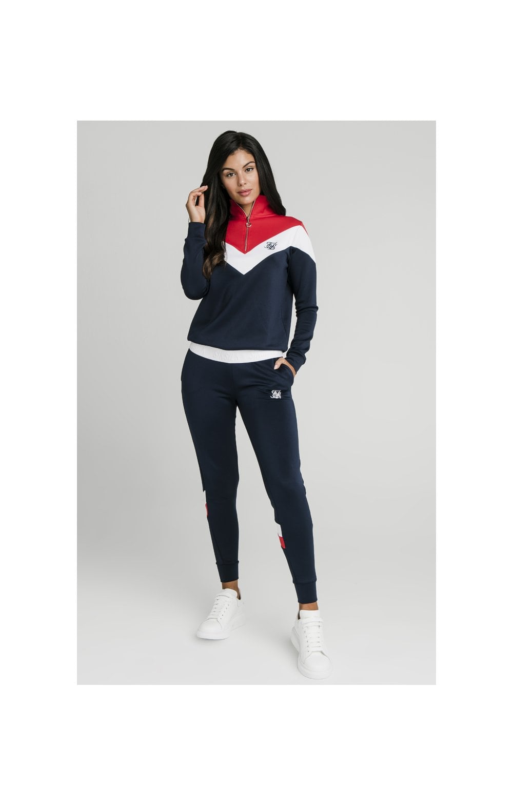 Load image into Gallery viewer, SikSilk Retro Sport Track Top - Navy,Red &amp; White (4)