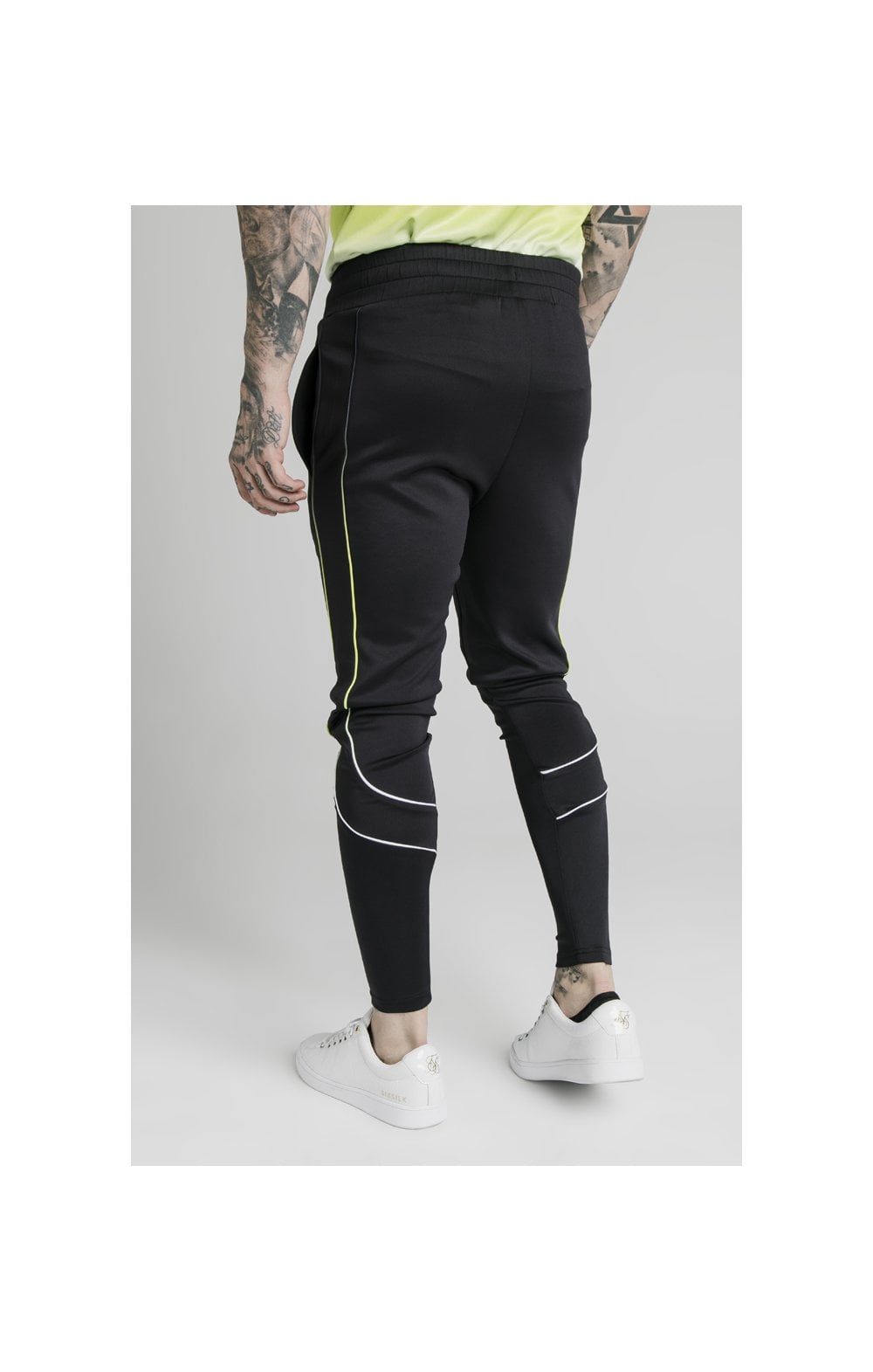 Load image into Gallery viewer, SikSilk Tri Fade Tape Track Pants - Black,Fluro &amp; White (2)