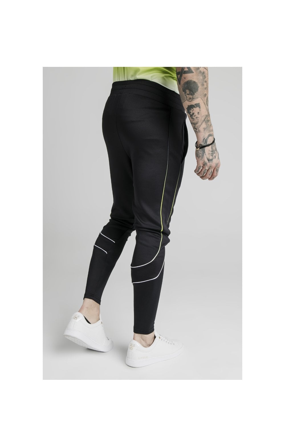 Load image into Gallery viewer, SikSilk Tri Fade Tape Track Pants - Black,Fluro &amp; White (3)