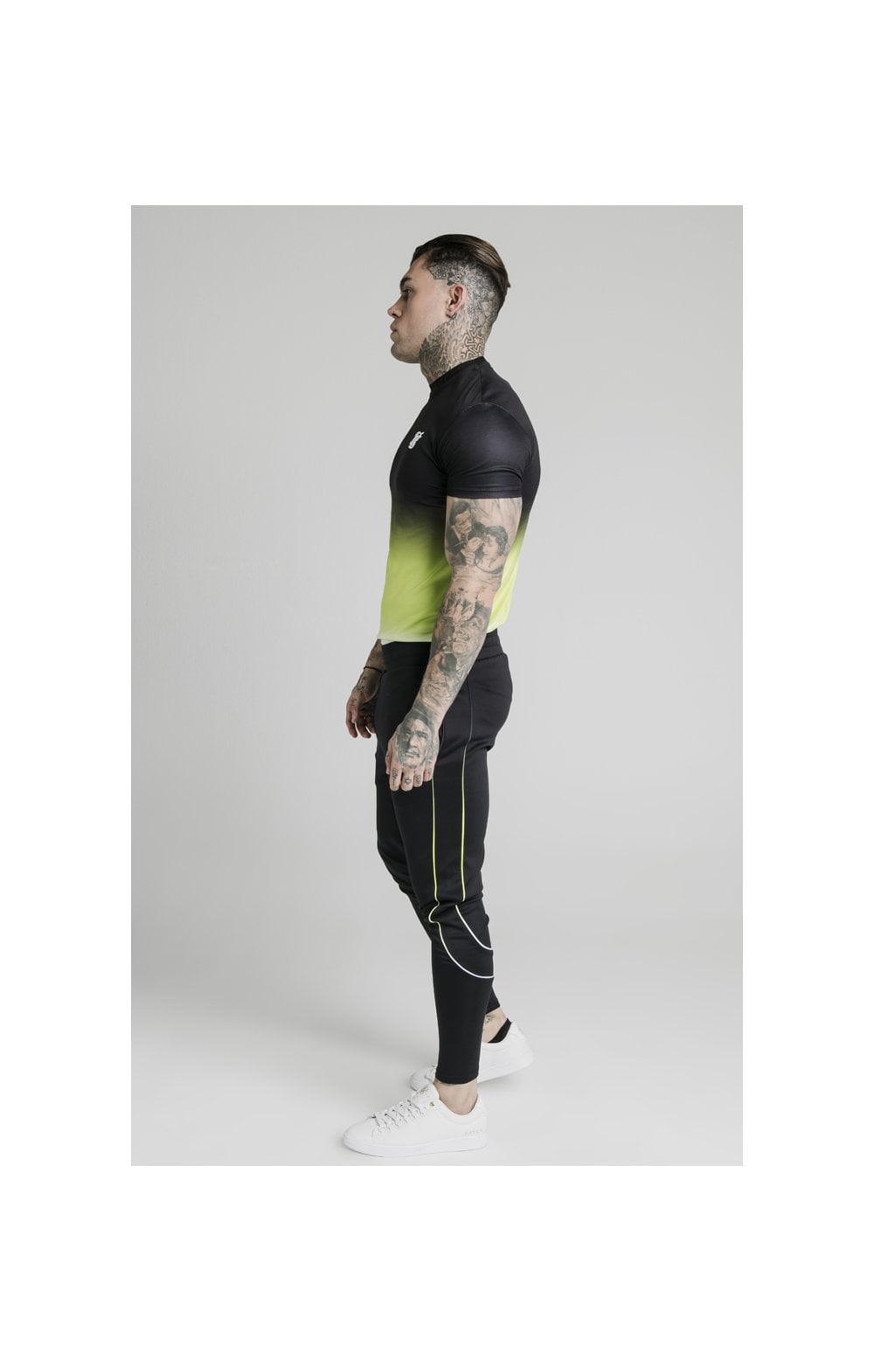 Load image into Gallery viewer, SikSilk Tri Fade Tape Track Pants - Black,Fluro &amp; White (5)
