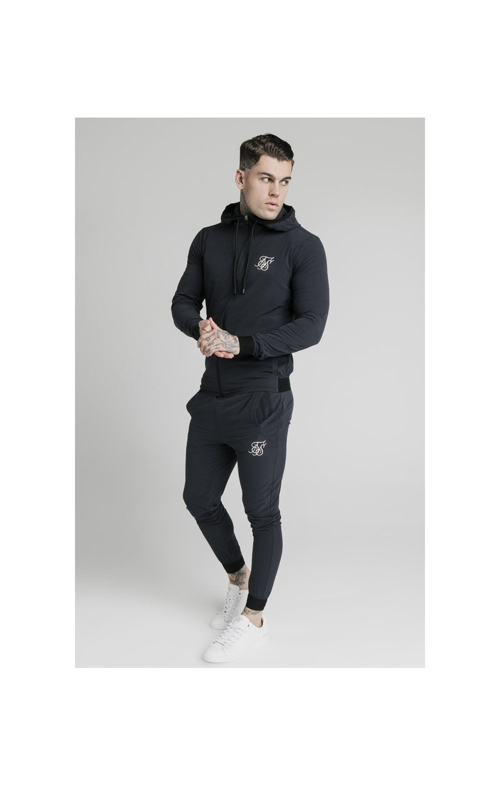 Load image into Gallery viewer, SikSilk Agility Poly Rib Zip Through Hoodie - Midnight Navy