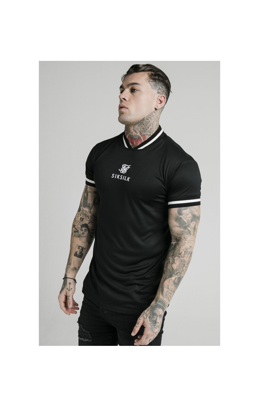 Load image into Gallery viewer, SikSilk S/S Poly Rib Collar Tee - Black