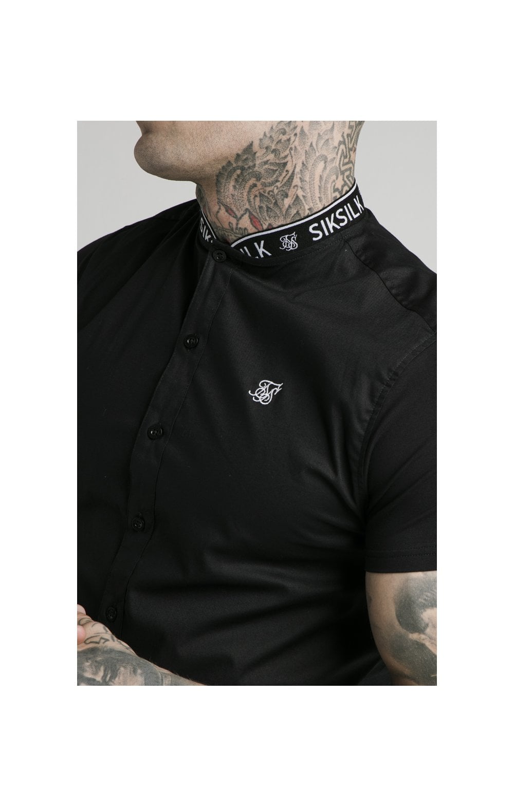 Load image into Gallery viewer, SikSilk S/S Tape Collar Shirt - Black (1)