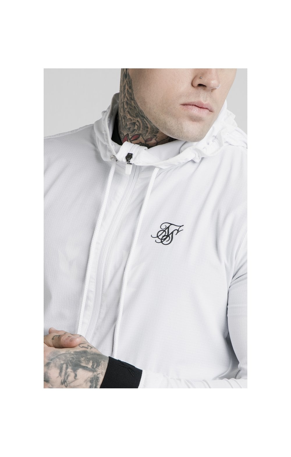 Load image into Gallery viewer, SikSilk Agility Poly Rib Zip Through Hoodie - White (1)