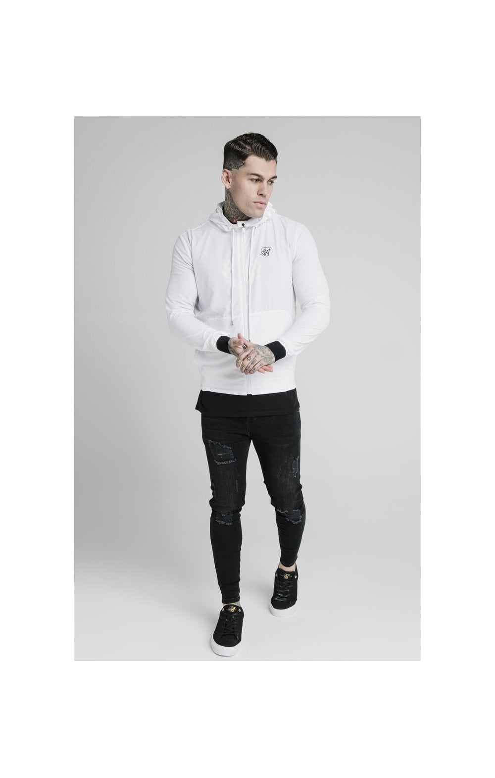 Load image into Gallery viewer, SikSilk Agility Poly Rib Zip Through Hoodie - White (3)