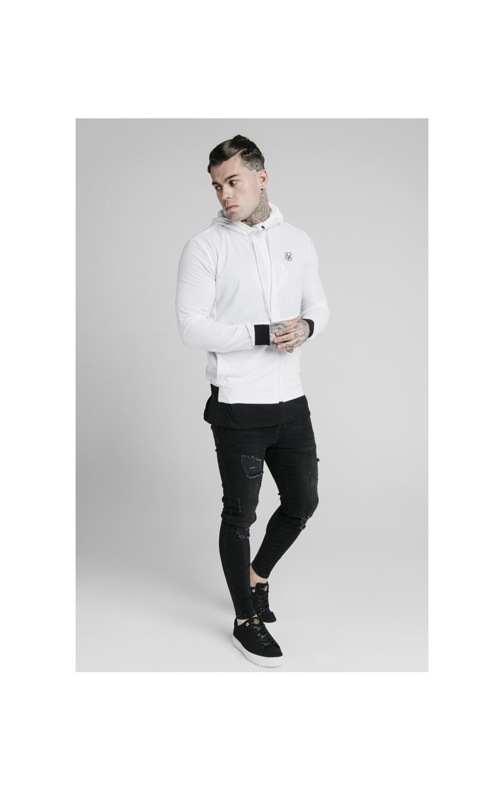 Load image into Gallery viewer, SikSilk Agility Poly Rib Zip Through Hoodie - White (4)