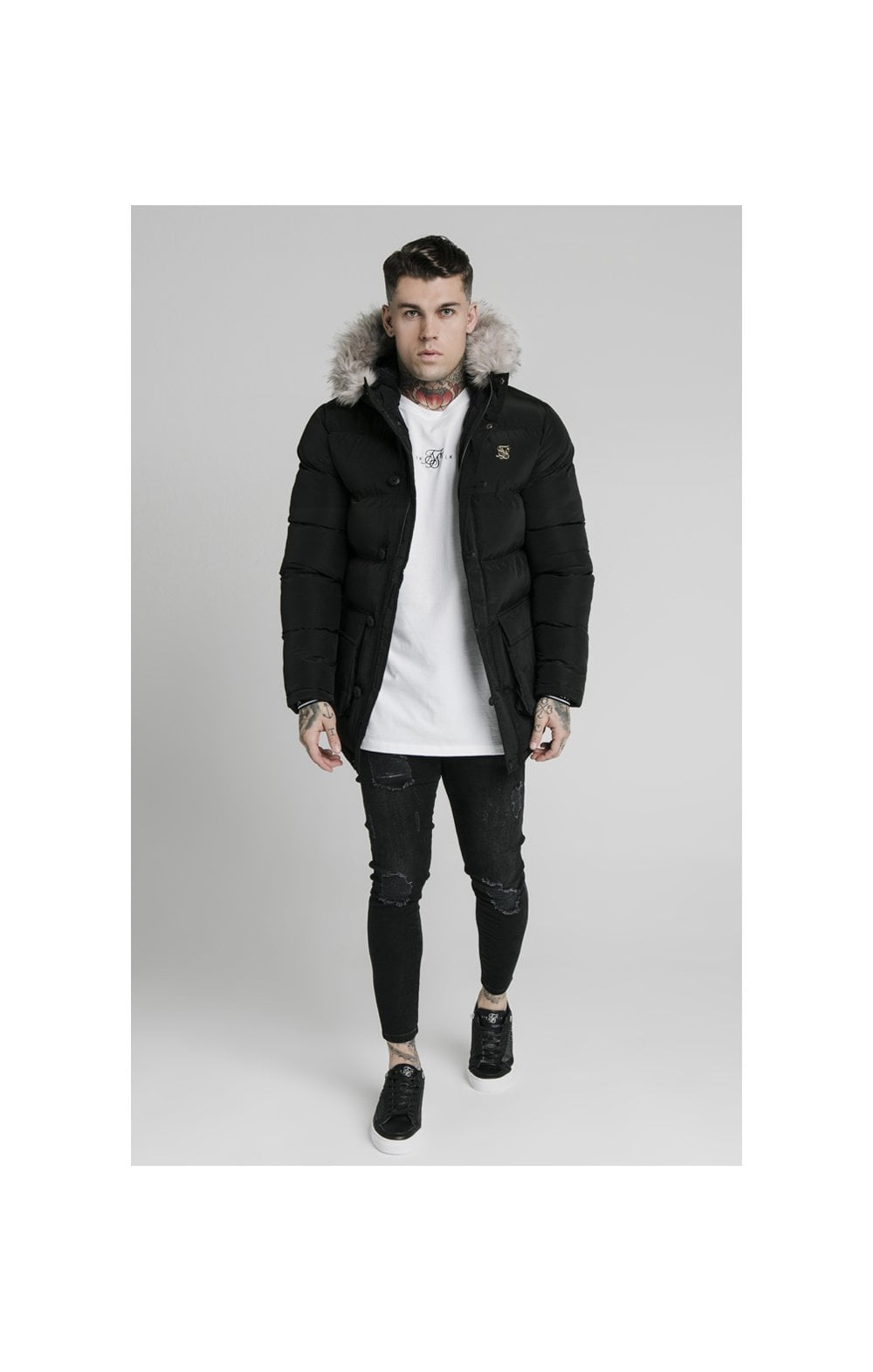 Load image into Gallery viewer, SikSilk Rip Stop Puff Parka - Black