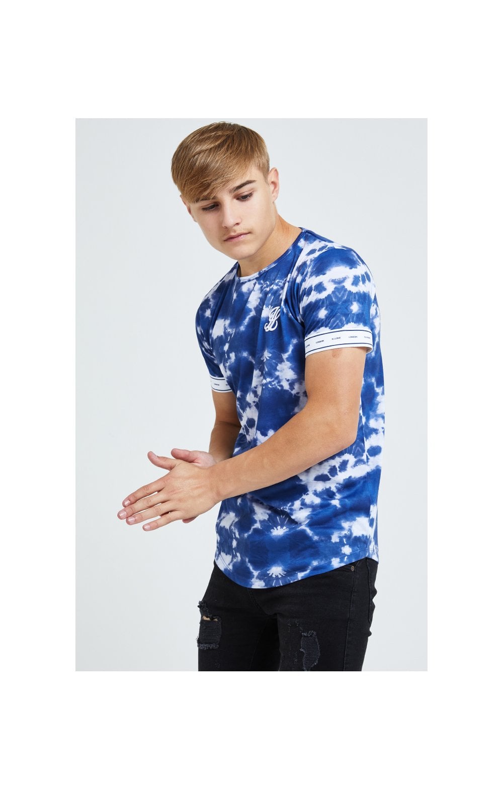 Load image into Gallery viewer, Illusive London Tie Dye Print Tech Tee - Blue &amp; White