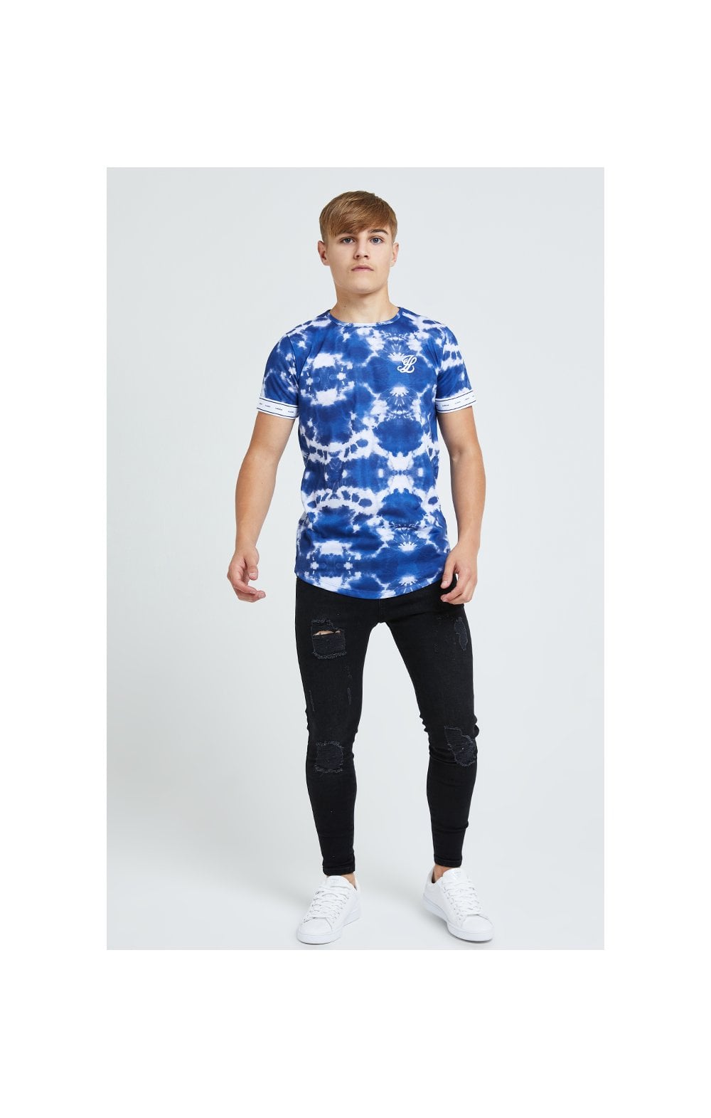 Load image into Gallery viewer, Illusive London Tie Dye Print Tech Tee - Blue &amp; White (1)