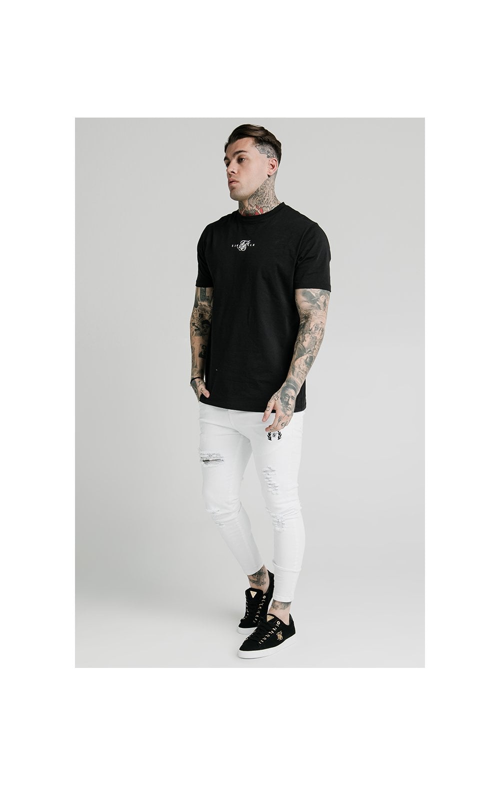Load image into Gallery viewer, SikSilk Distressed Prestige Skinny Denims - White (5)
