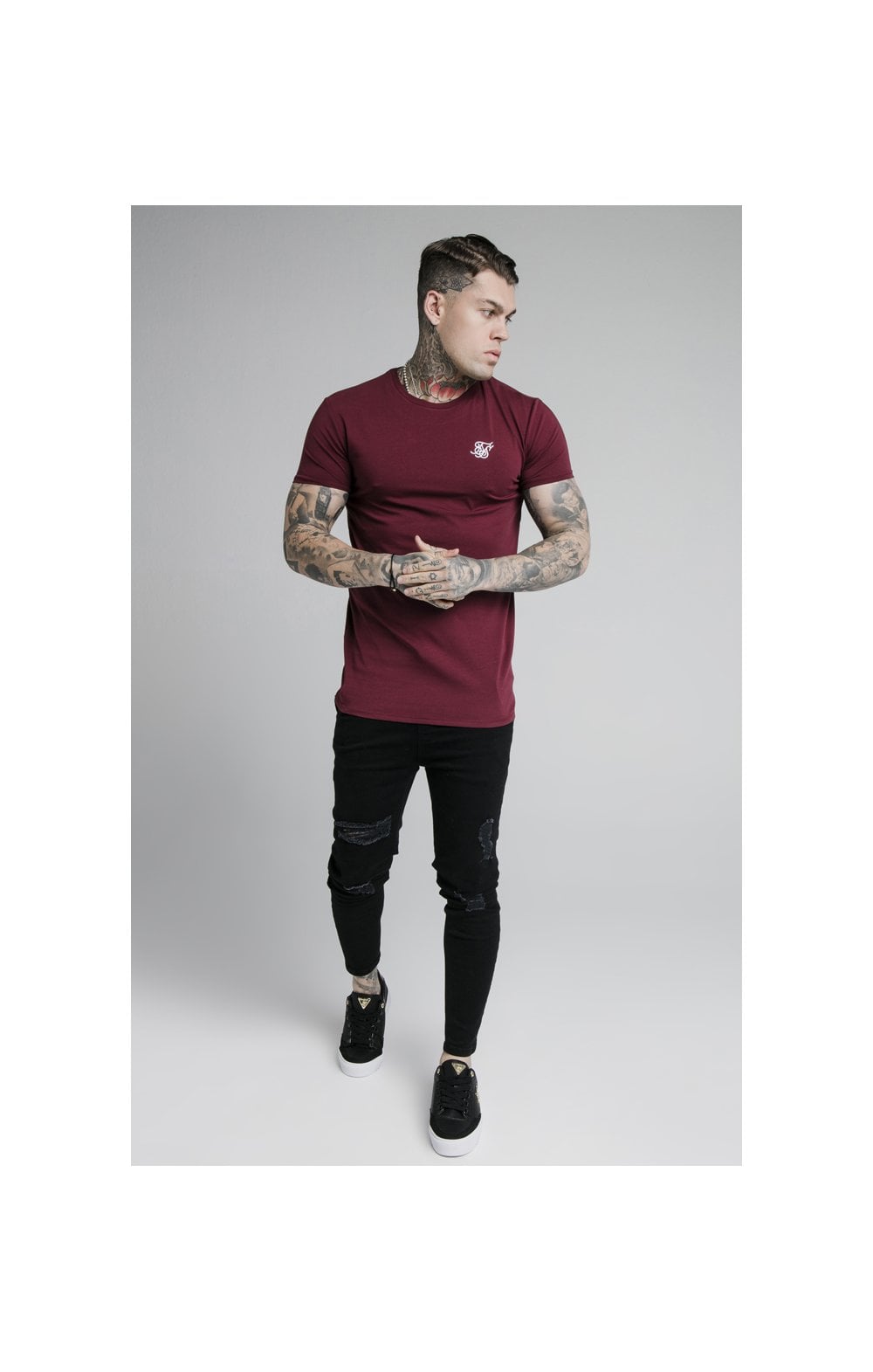 Load image into Gallery viewer, Burgundy Essential Muscle Fit T-Shirt (1)