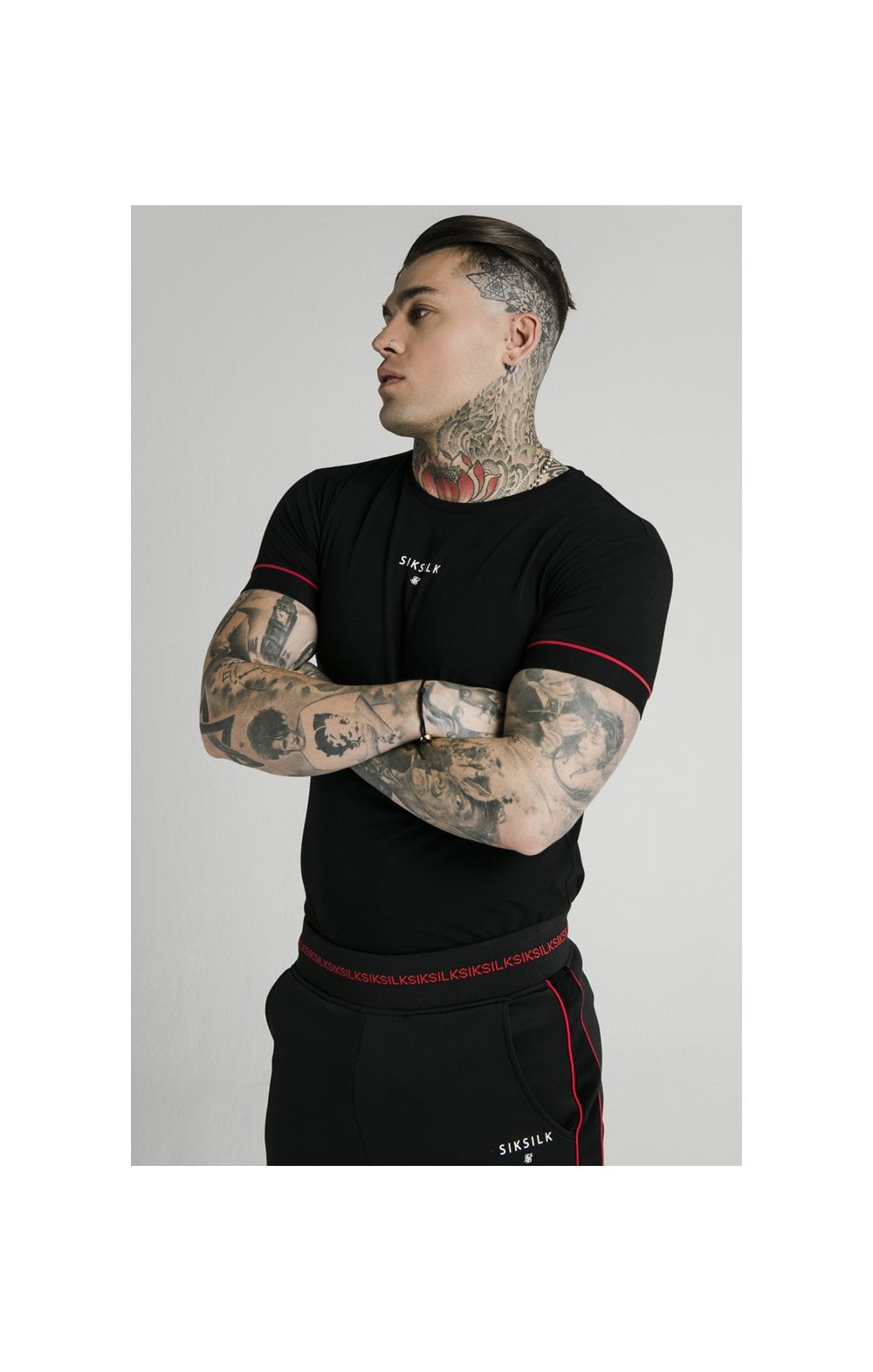 Load image into Gallery viewer, SikSilk Imperial Straight Tech Tee - Black &amp; Red