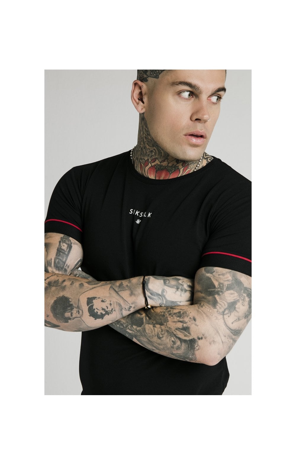 Load image into Gallery viewer, SikSilk Imperial Straight Tech Tee - Black &amp; Red (1)