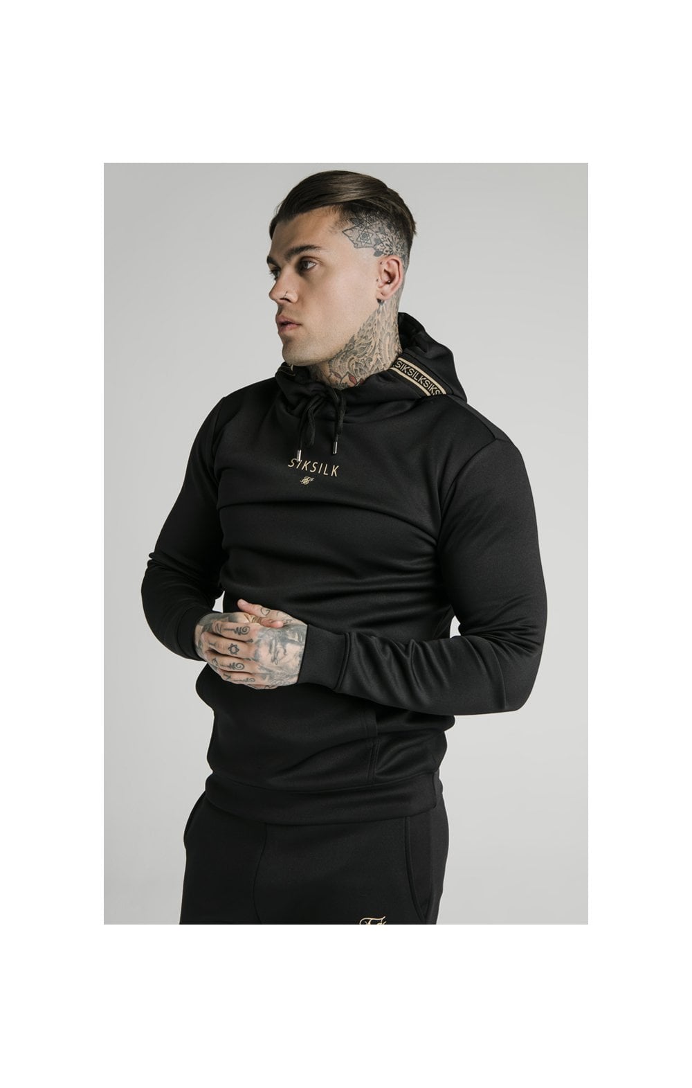 Load image into Gallery viewer, SikSilk Element Muscle Fit Overhead Hoodie - Black &amp; Gold