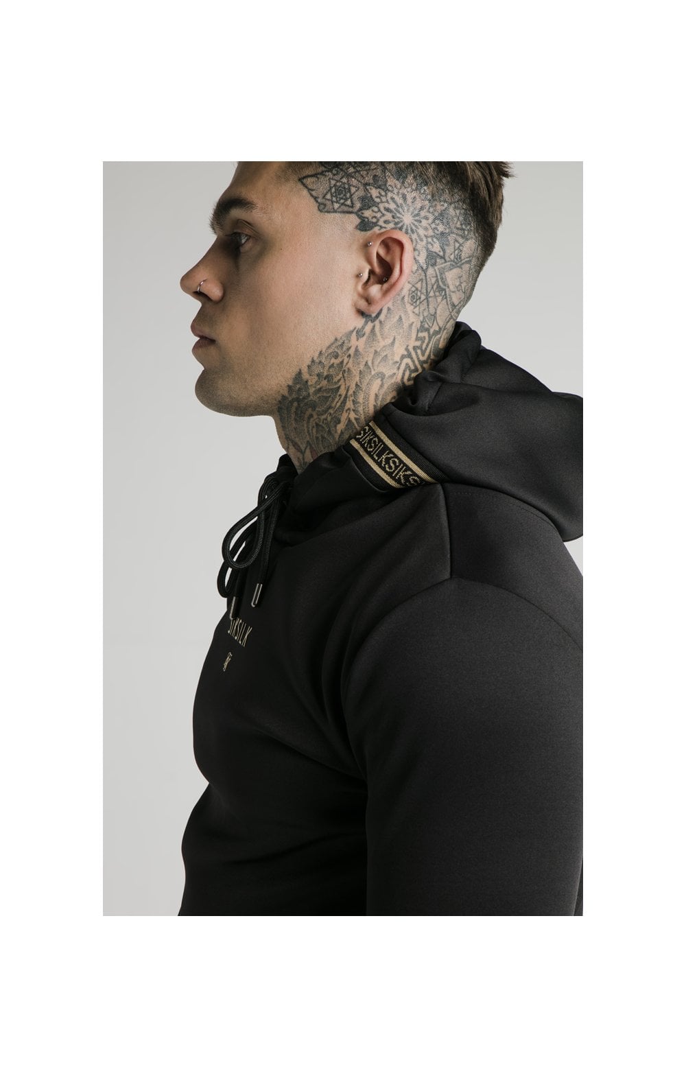 Load image into Gallery viewer, SikSilk Element Muscle Fit Overhead Hoodie - Black &amp; Gold (1)