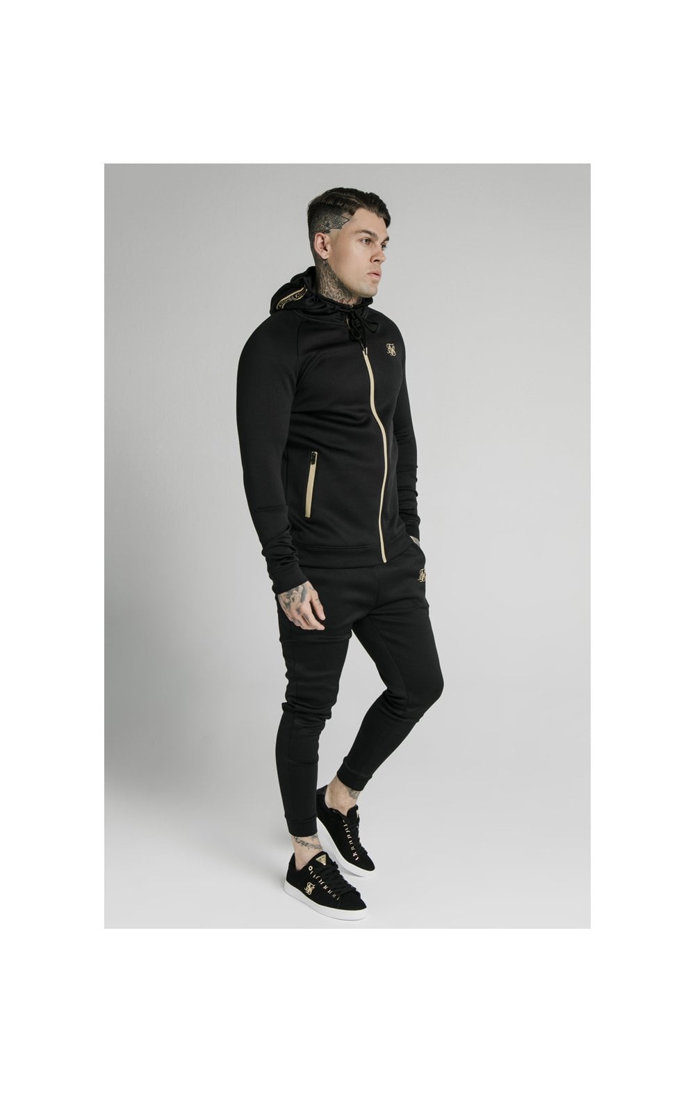 Load image into Gallery viewer, SikSilk Element Zip Through Hoodie - Black &amp; Gold (3)
