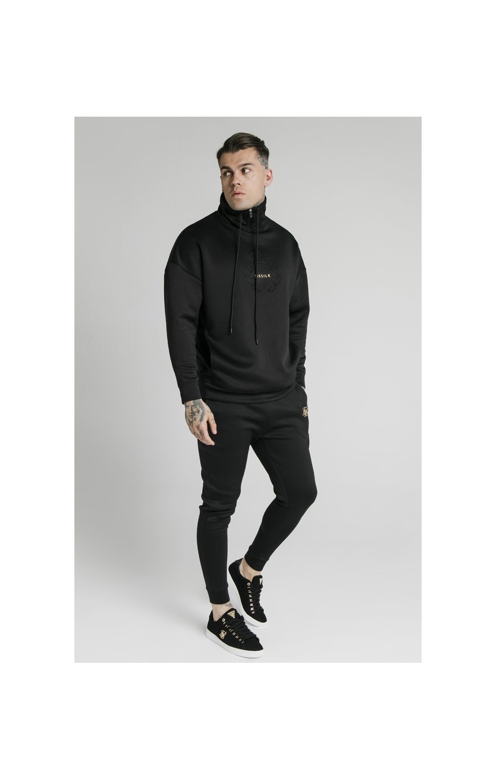 Load image into Gallery viewer, SikSilk Element Quarter Zip Hoodie – Black &amp; Gold (4)