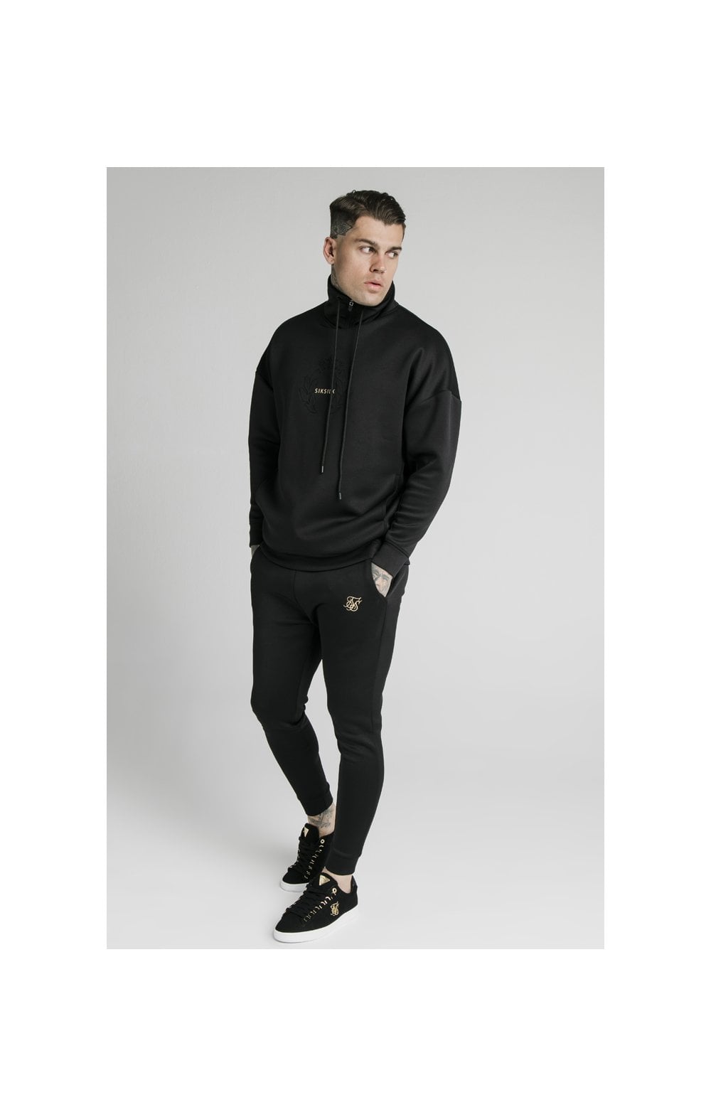 Load image into Gallery viewer, SikSilk Element Quarter Zip Hoodie – Black &amp; Gold (5)