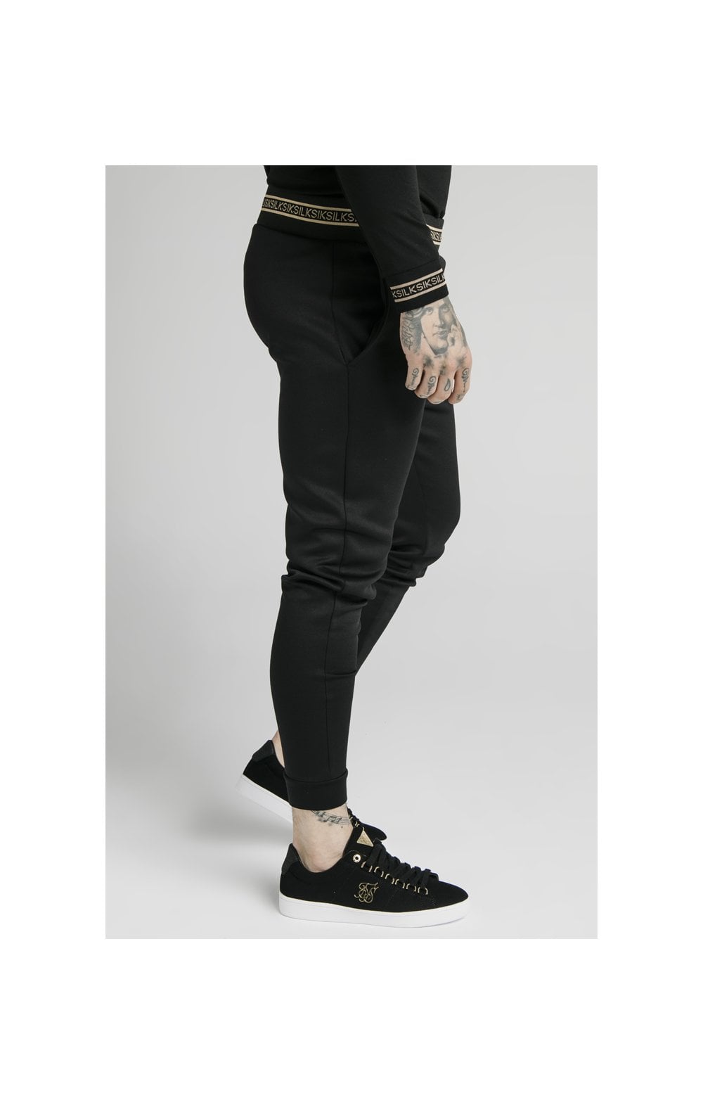 Load image into Gallery viewer, SikSilk Element Muscle Fit Cuff Joggers - Black &amp; Gold (2)