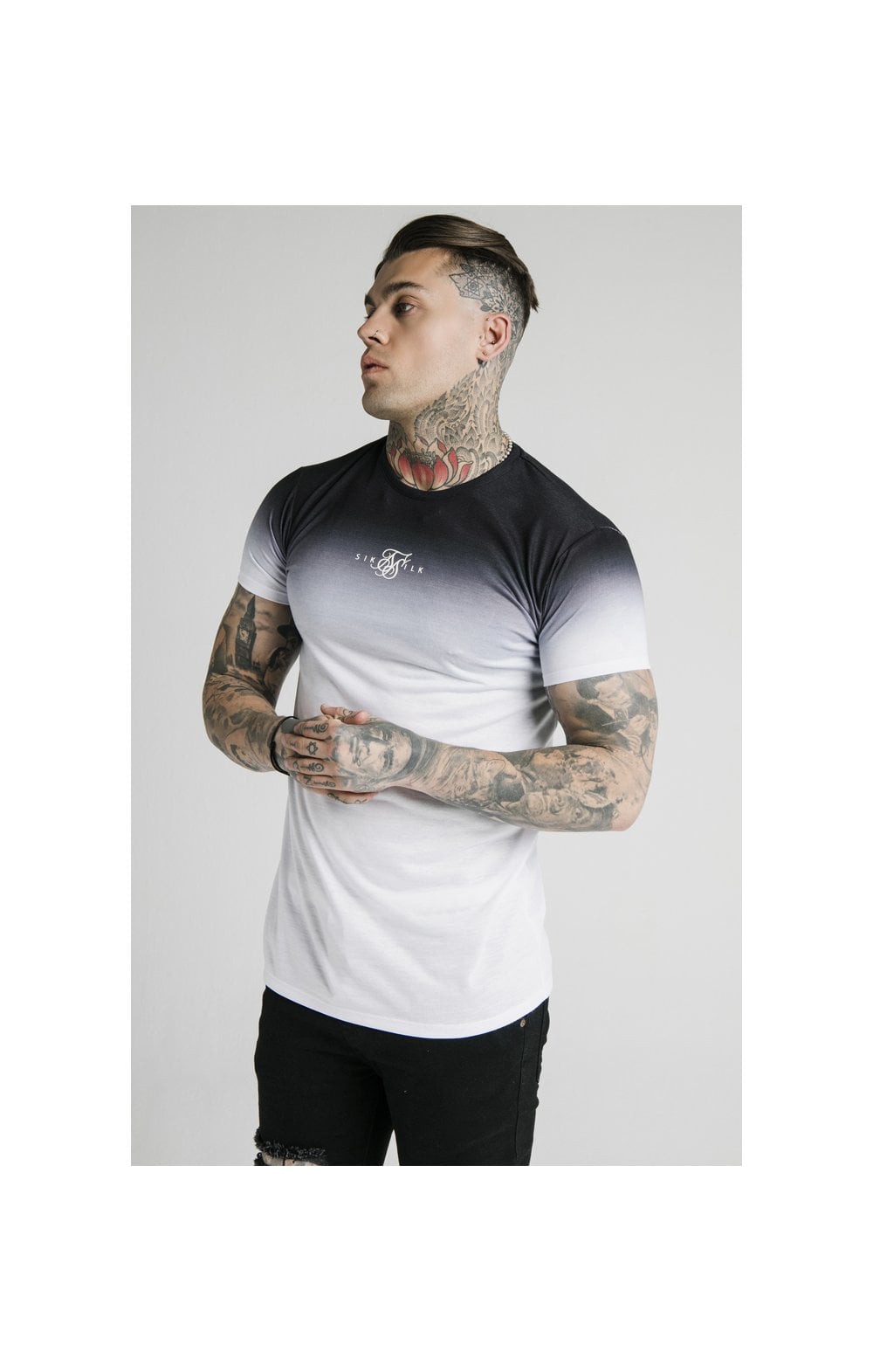 Load image into Gallery viewer, SikSilk S/S High Fade Box Tee - Black &amp; White