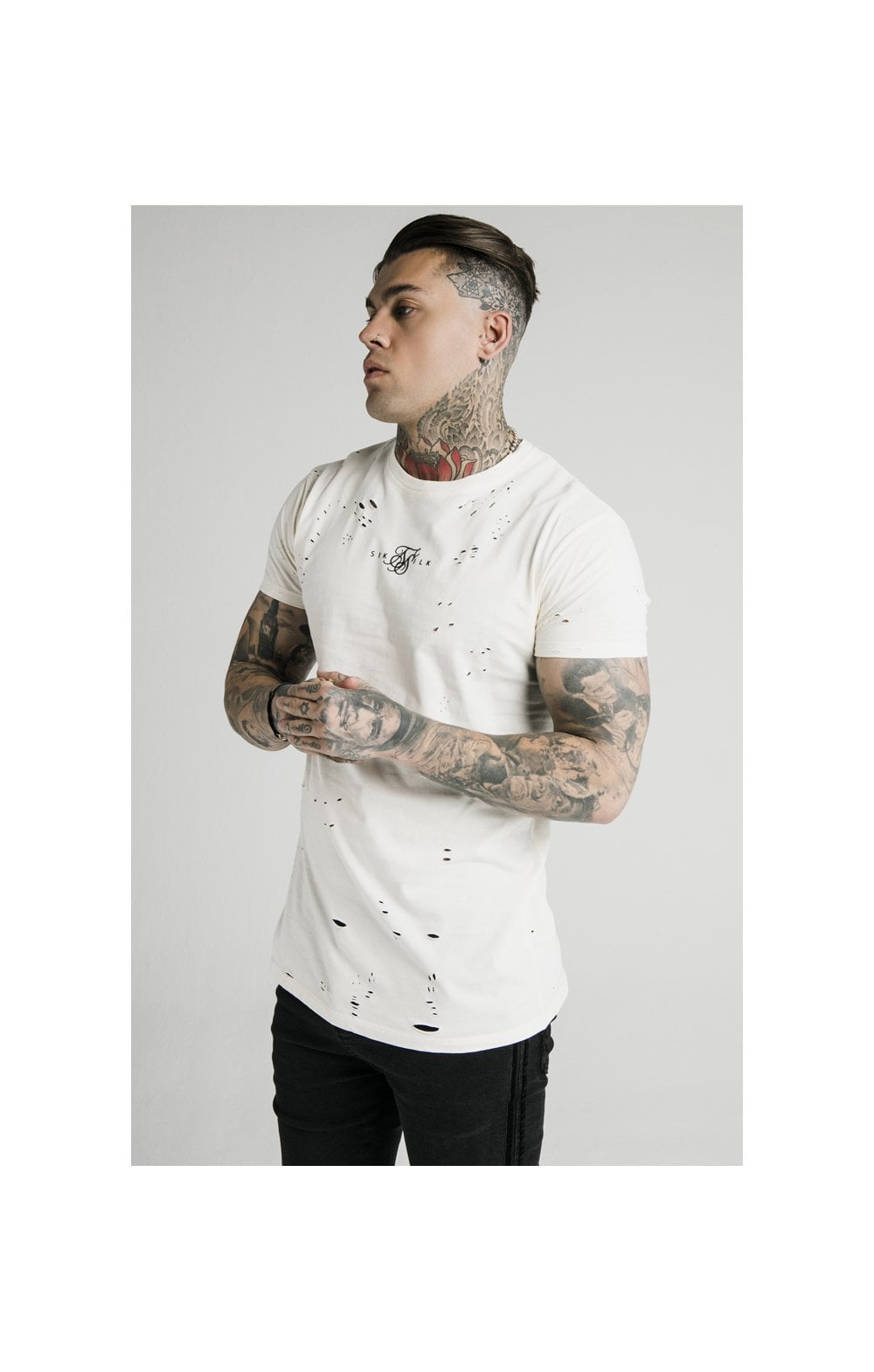 Load image into Gallery viewer, SikSilk S/S Distressed Box Tee - Off White
